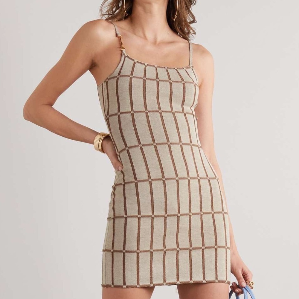 JACQUEMUS Malha embellished jacquard-knit mini dress